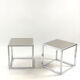 Pair of vintage cubic glass chrome metal side table with 1970 mirror glass tray