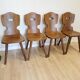 Chaises de salle à manger en bois tyrolien vintage - Style ferme des années 1970 - Ensemble de 4