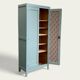 Vintage Parisian wardrobe in grey-blue green.