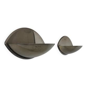 Pair of vintage wall lights, chrome-plated metal, France 1970
