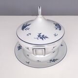 Assiette à soupe néoclassique en porcelaine blanche et bleue de Richard Ginori, Italie