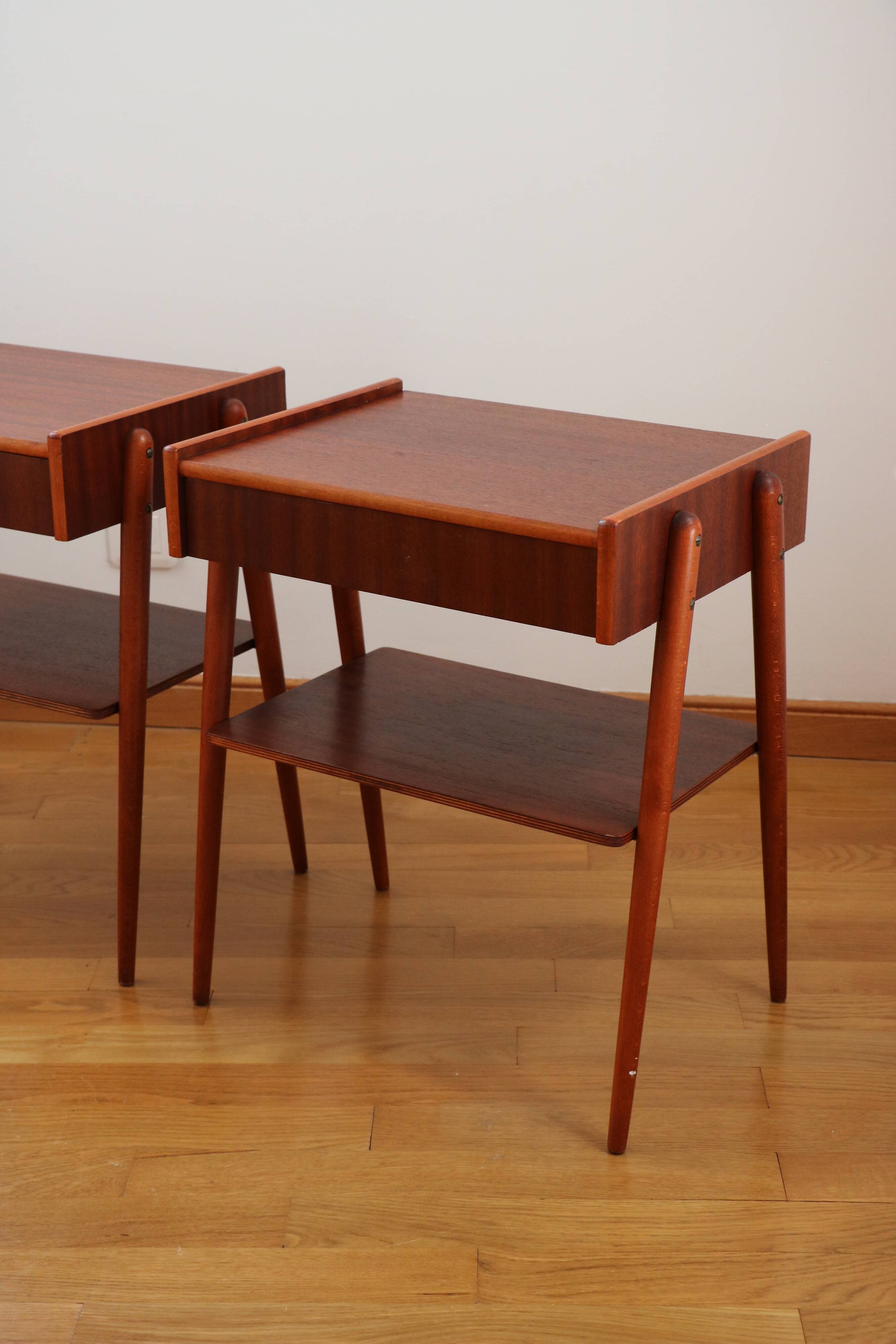 Pair of Scandinavian teak bedside tables, Carlström