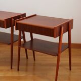 Pair of Scandinavian teak bedside tables, Carlström