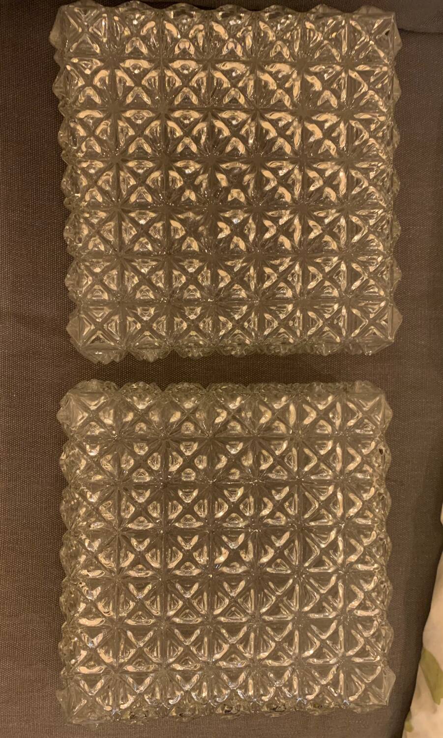 Ceiling light, square wall light in chiseled glass