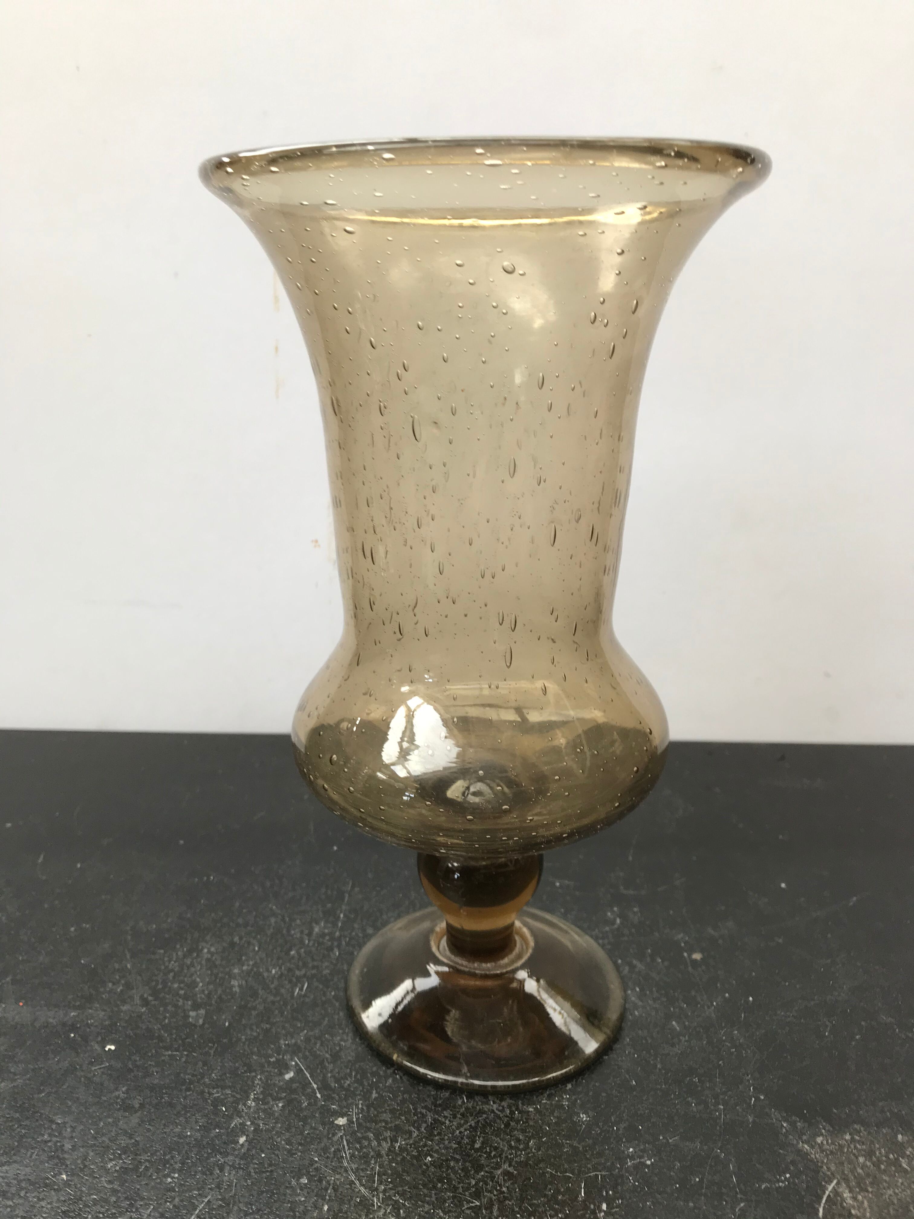 Biot style vintage bubble glass standing vase