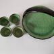 Plateau and its 4 ceramic workshop bowls - green Geneva