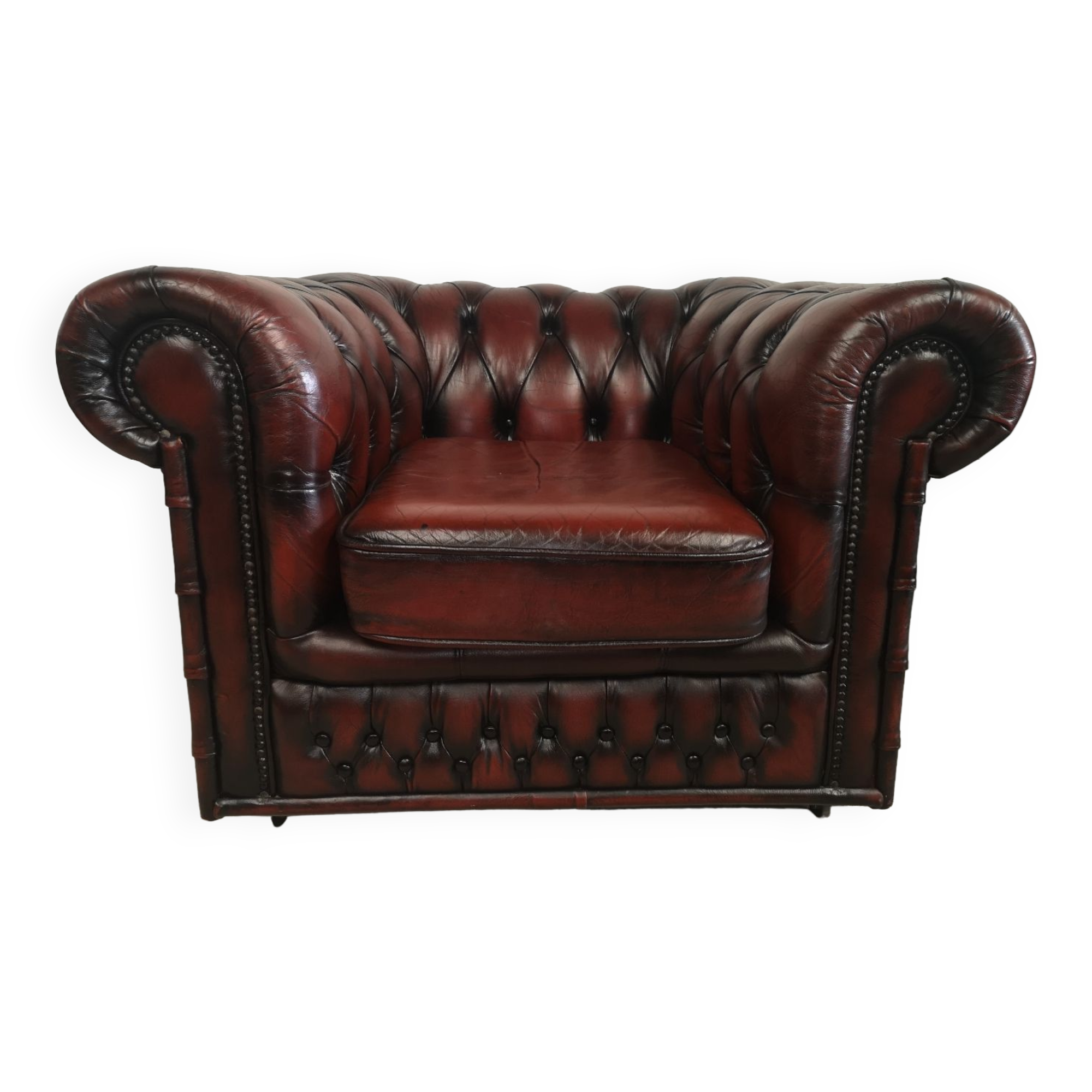 Chesterfield burgundy leather armchair