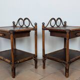Pair of rattan bedside tables