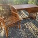 Bureau et fauteuil rotin et bambou vintage