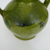 Orjol water pitcher pottery in green glazed terracotta. Pyrenees XIXth