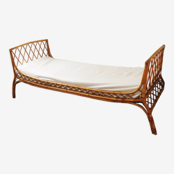 Rattan and wicker bed vintage year 70