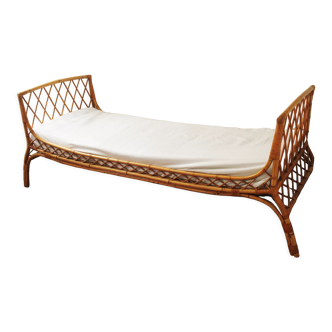 Rattan and wicker bed vintage year 70