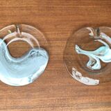 German Vintage Art Collection Richartz Plate and Bowl in Glass by Hans Jürgen Richartz for Mathildenhütte, Solingen, Set of 2