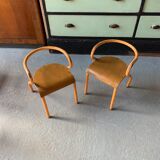 Set of 2 orange chairs child Jacques Hitier in wood & metal