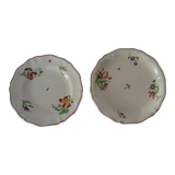 2 plats assiettes de présentation Sarreguemines 526112 faience fleurs STRASBOURG