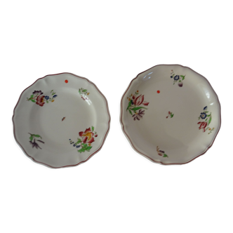 2 dishes presentation plates Sarreguemines 526112 faience flowers STRASBOURG