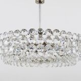 Grand chandelier Bakalowits in nickel and glass with diamond-shaped crystals, 1960s.