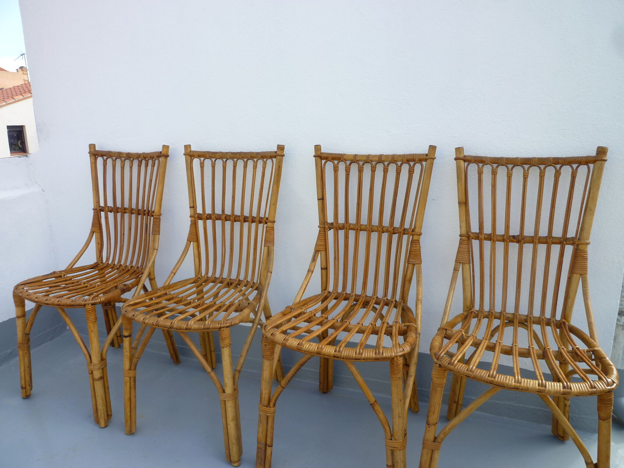 4 rattan chairs 50-60's