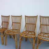 4 rattan chairs 50-60's