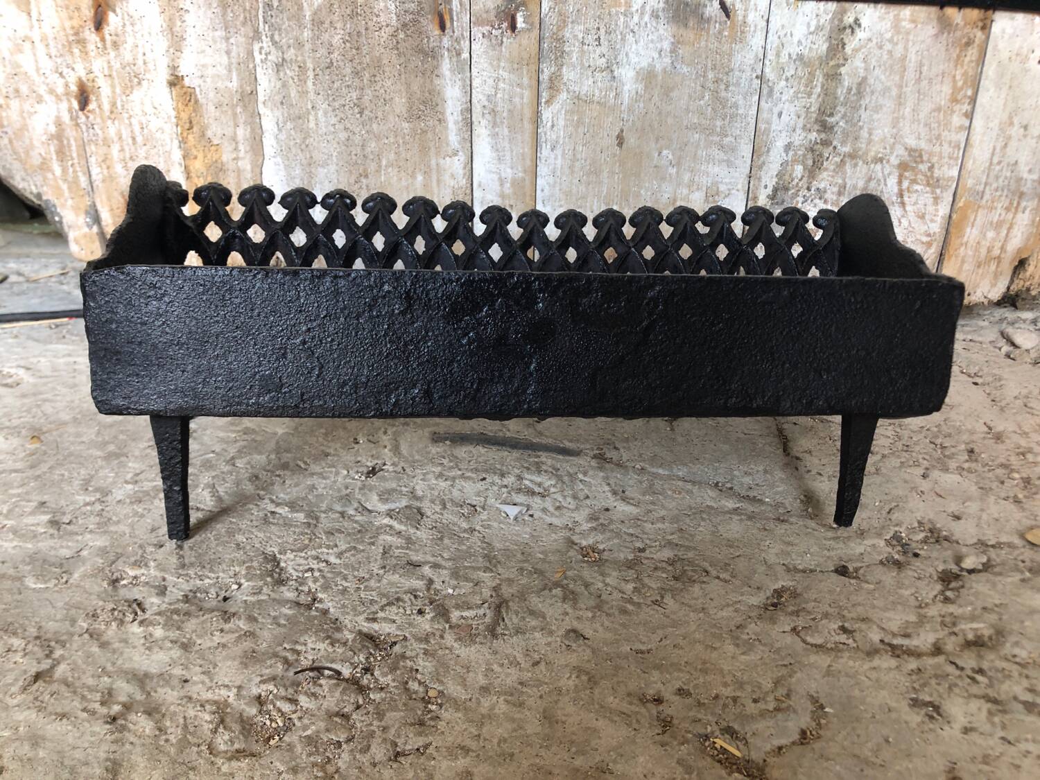 Old Vintage Black Cast Iron Fireplace