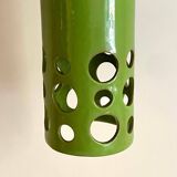 1960s Cylindrical Italian ceramic pendant lamp with circular light openings