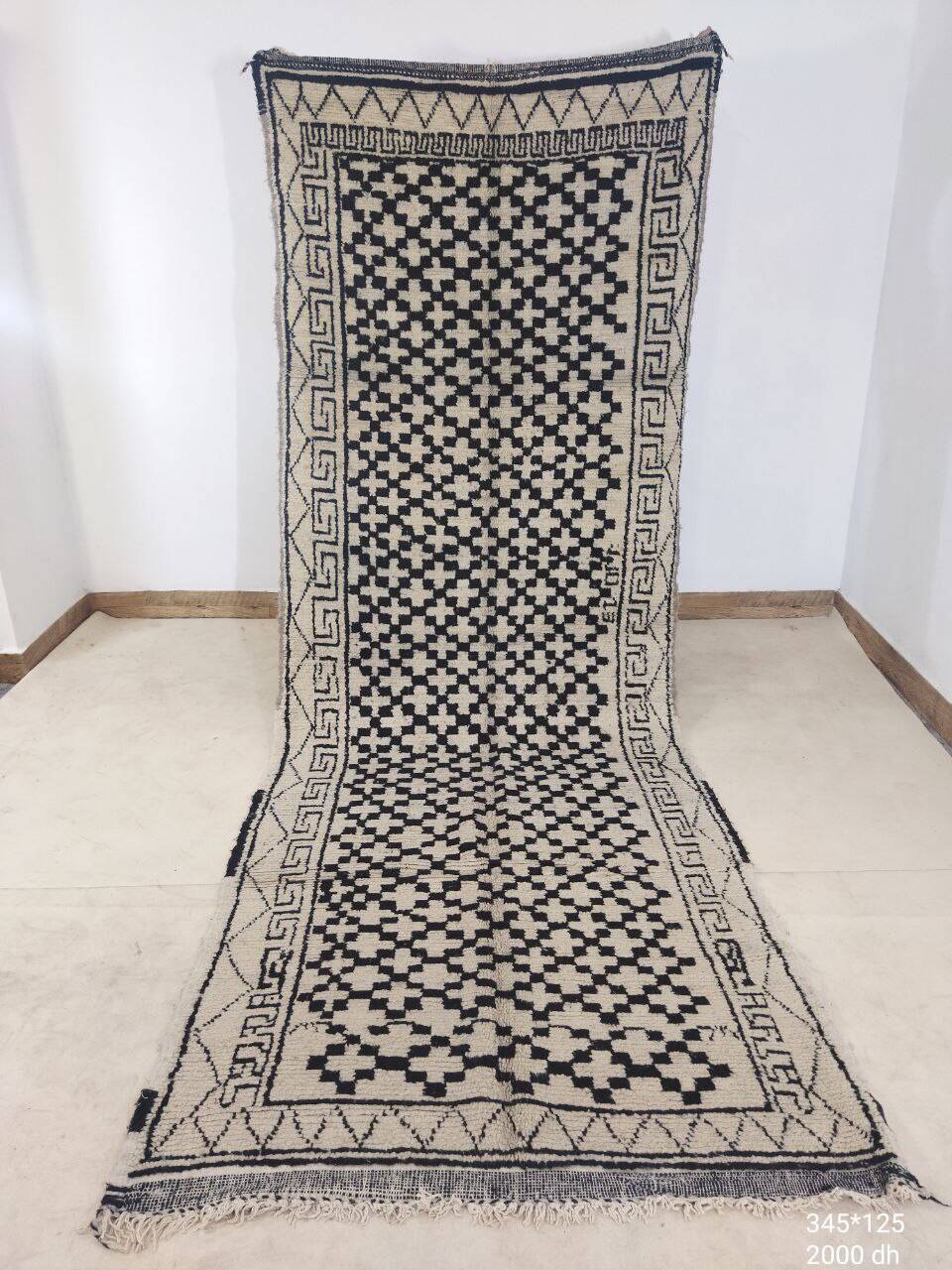 Handmade Moroccan Berber rug 345 X 125 CM