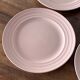 4 soft pink dessert plates Boch Frères - La Louvière BELGIUM.
