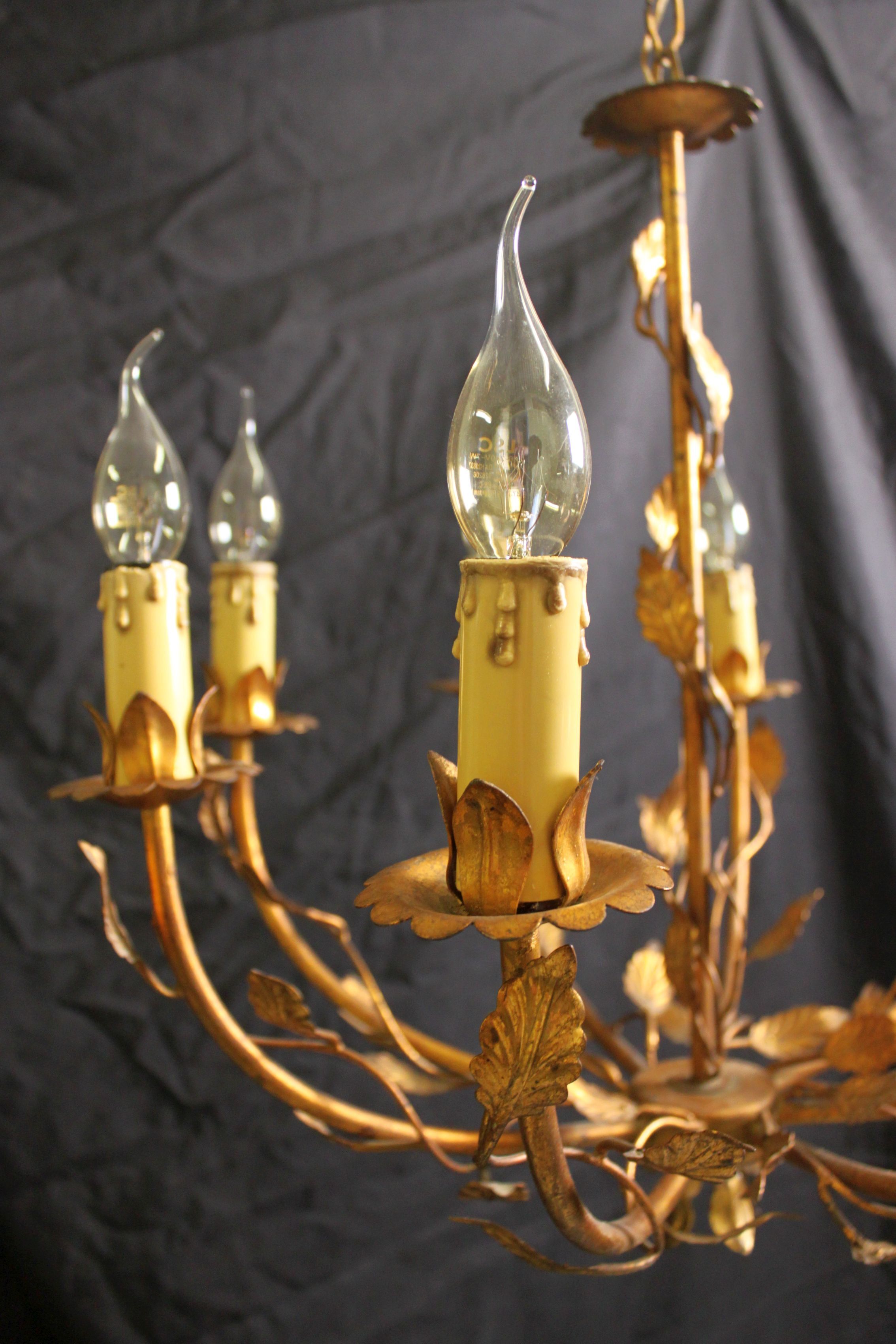 Vegetable chandelier in gilded metal, 1960
