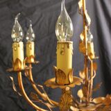 Vegetable chandelier in gilded metal, 1960