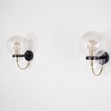 Wall lights with blown glass globes.