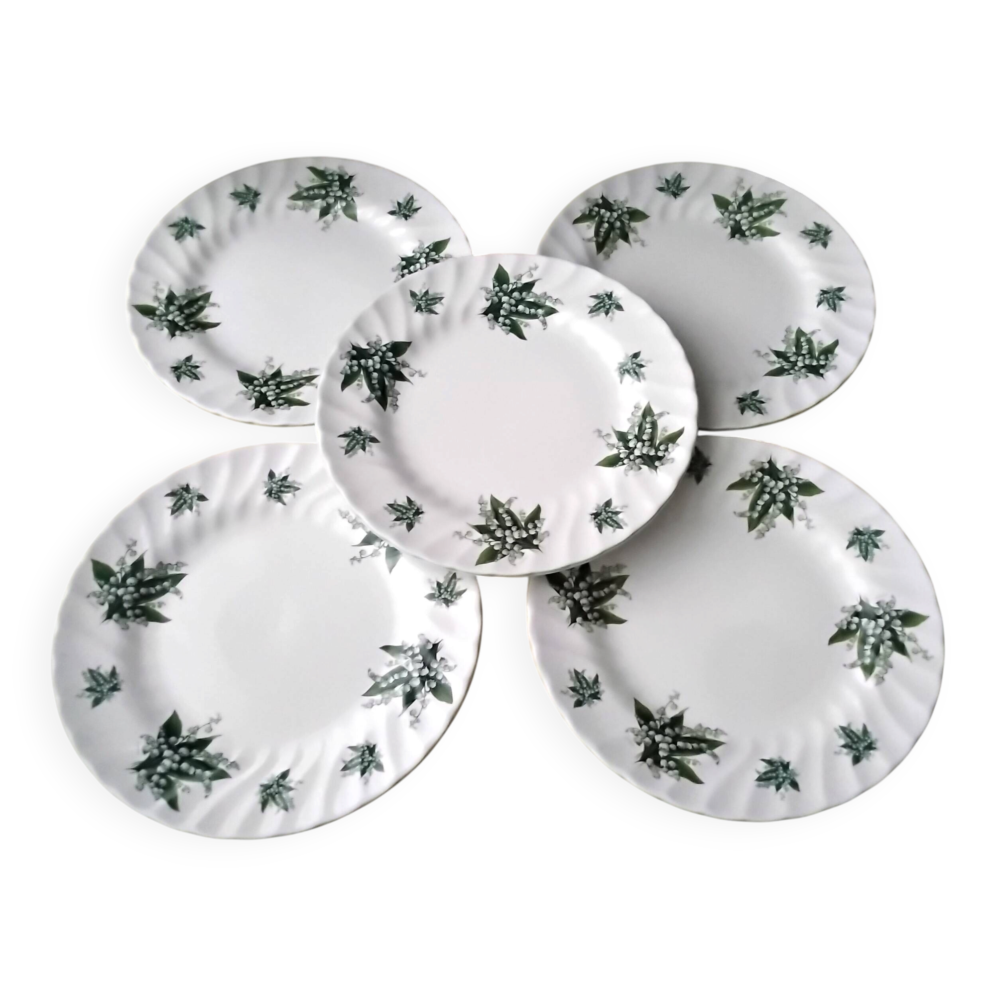 5 dessert plates in porcelain by Bernard Carant