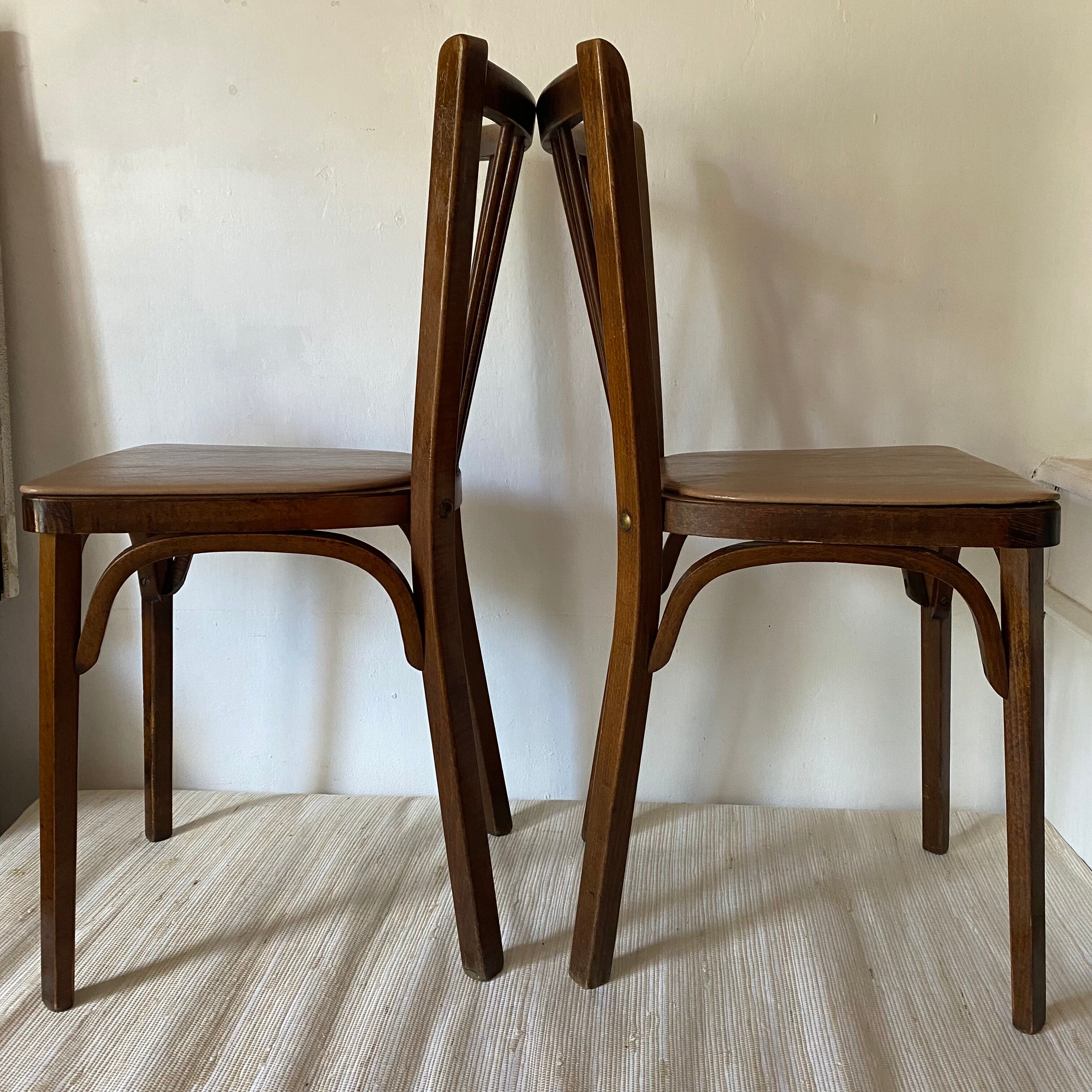 Baumann bistro chairs in wood and skaï