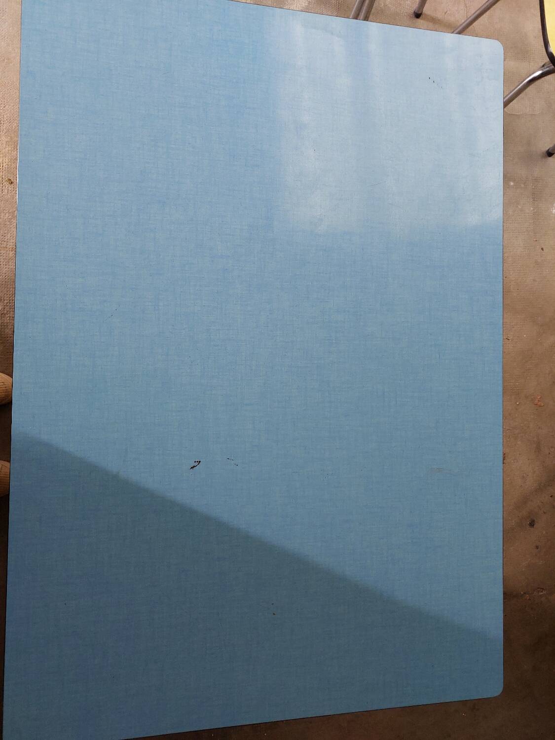 Blue formica table
