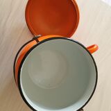 Old enamelled sheet metal cauldron