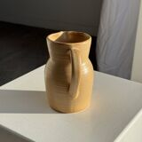 Small vintage jug engraved 50cl matte beige stoneware H14