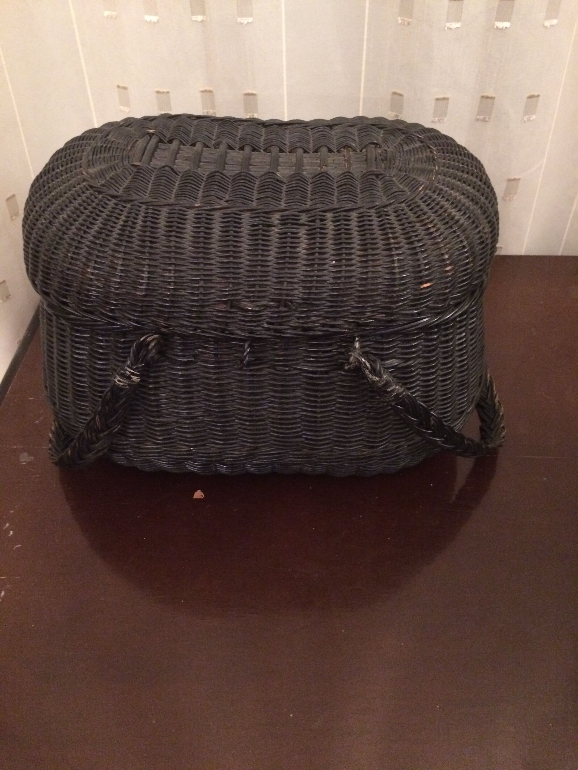 Old basket with wicker lid