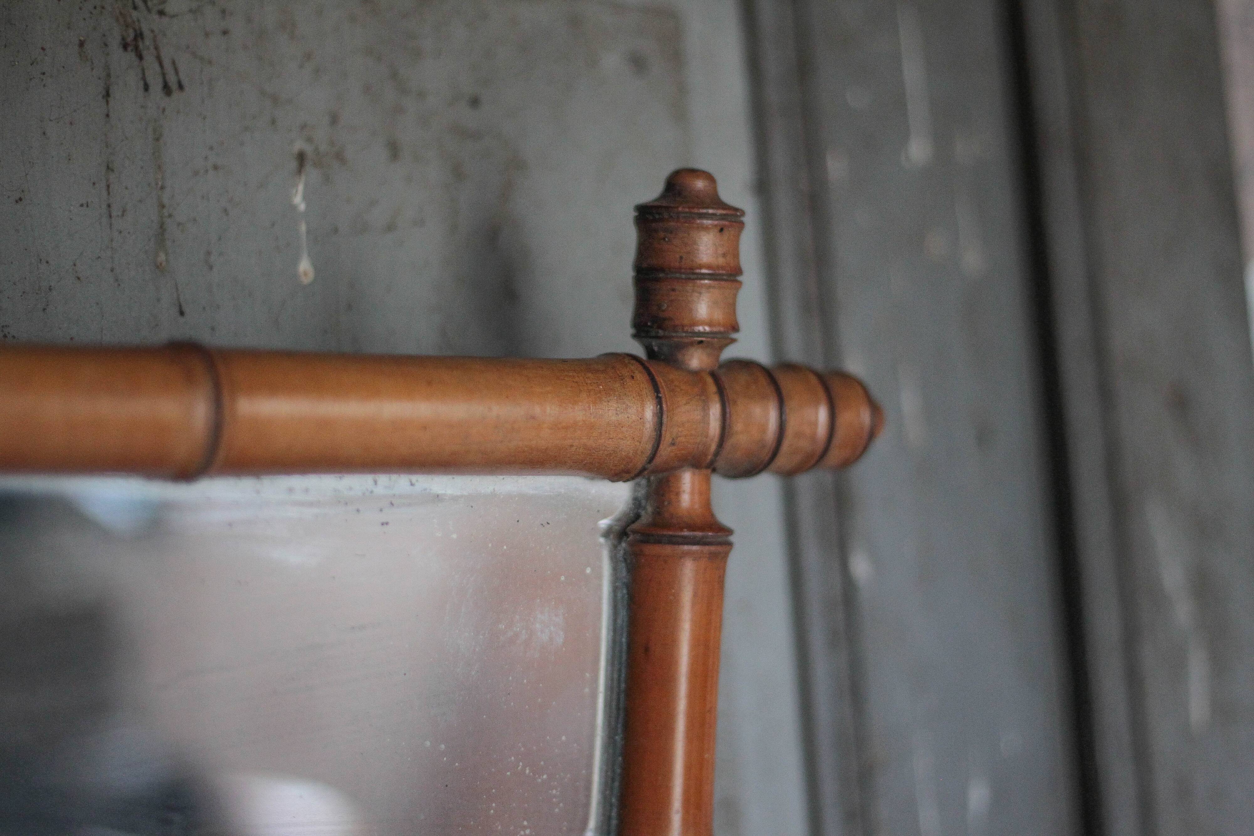 Miroir bois imitation bambou, miroir ancien, miroir à suspendre