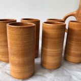Set of 6 glasses in sandstone and carafe