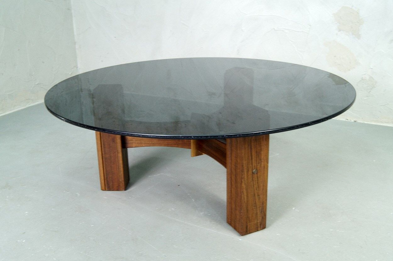 Table basse italienne moderne de bois de rose années 60