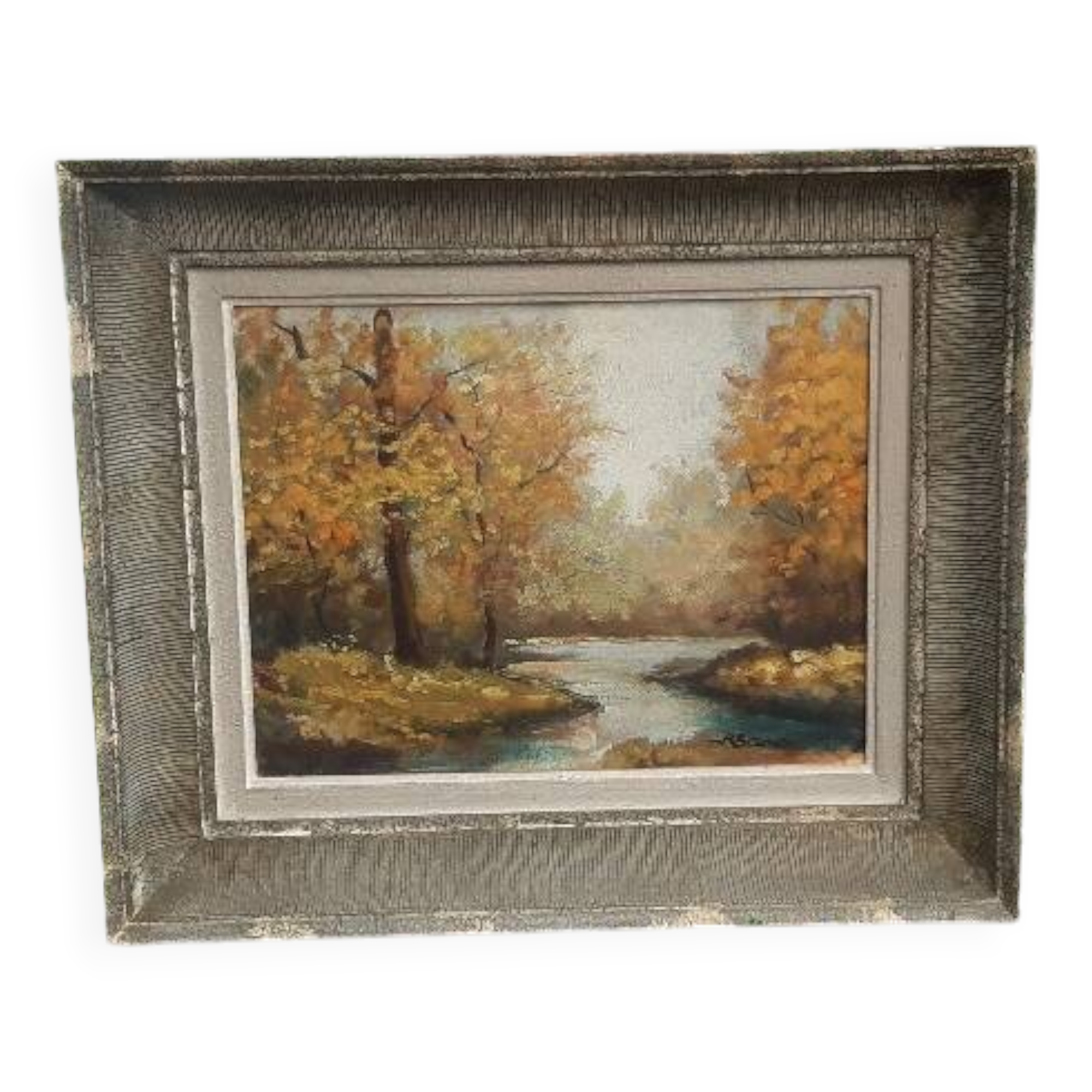 Antique painting "autumn landscape" France mid-20th century