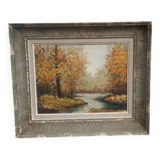 Tableau ancien "paysage d'automne" France milieu XXème
