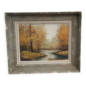 Tableau ancien "paysage d'automne" France milieu XXème