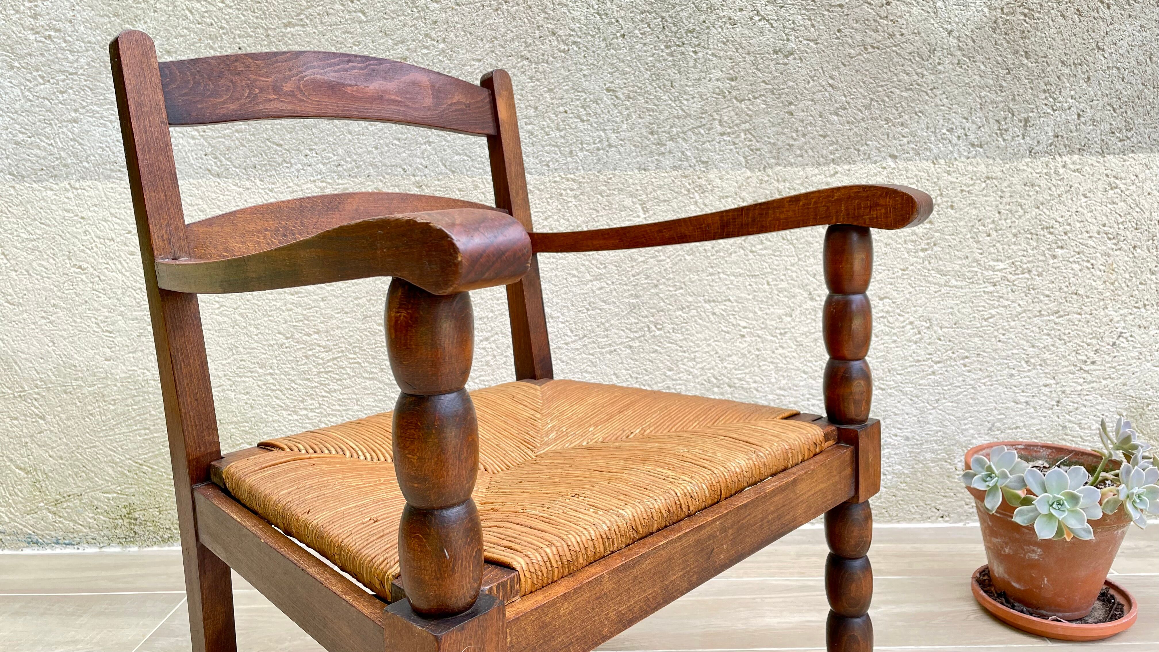 Wood armchair turned mulched way