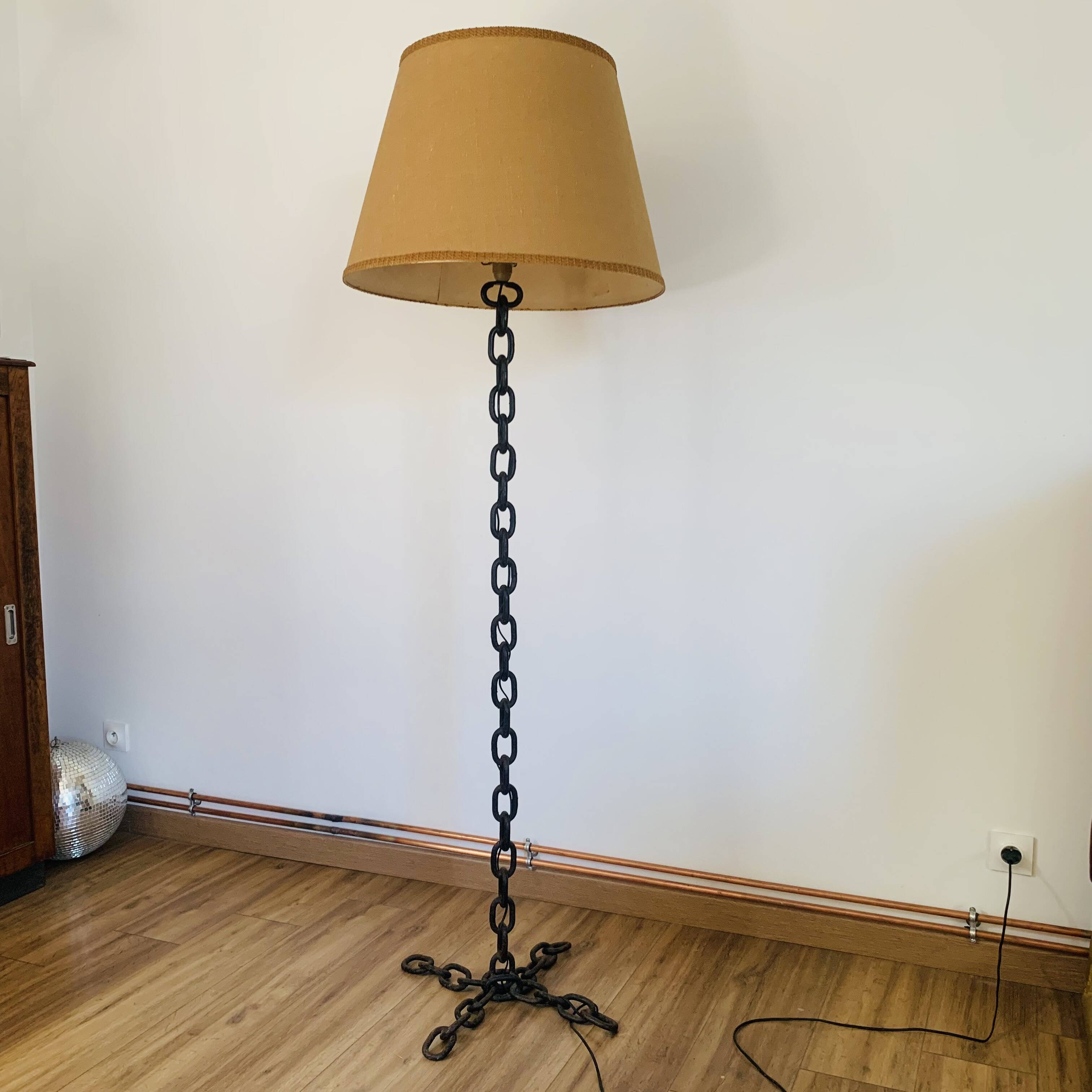 Large Brutalist Iron Floor Lamp