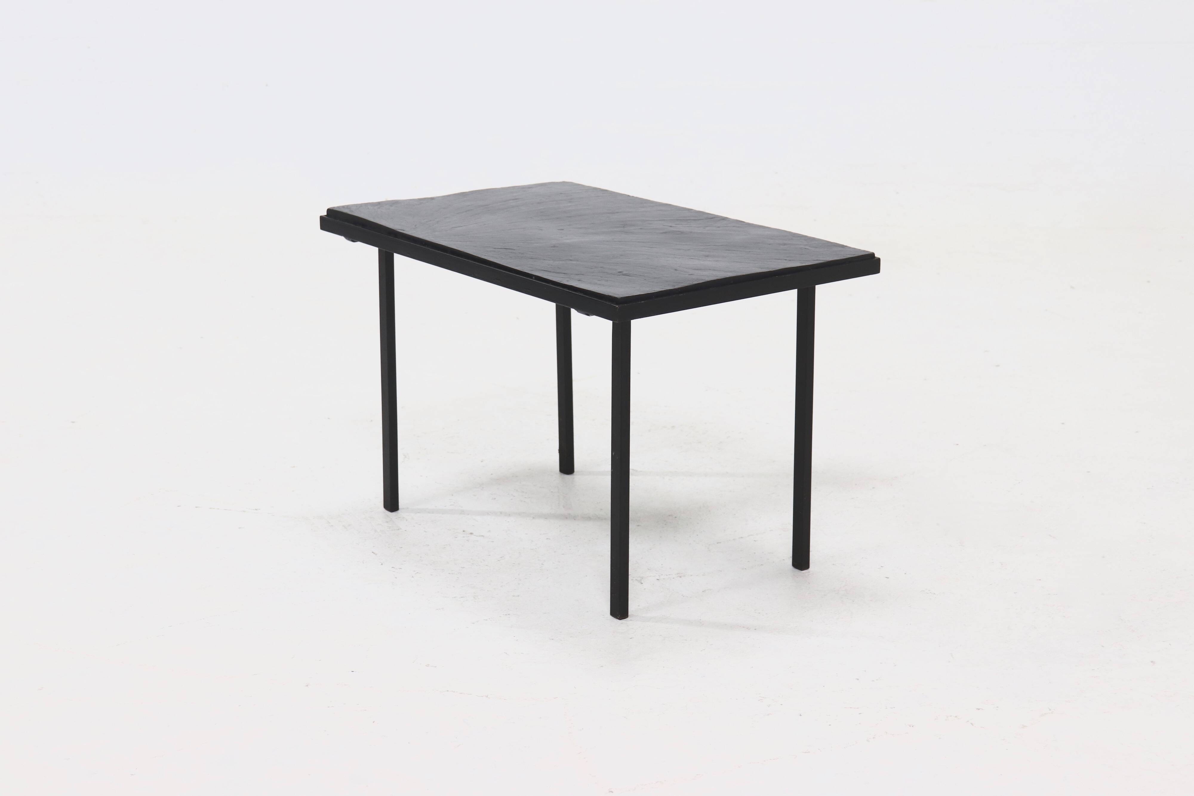 Minimalist Steel and Slate Side or Coffee Table 1960s