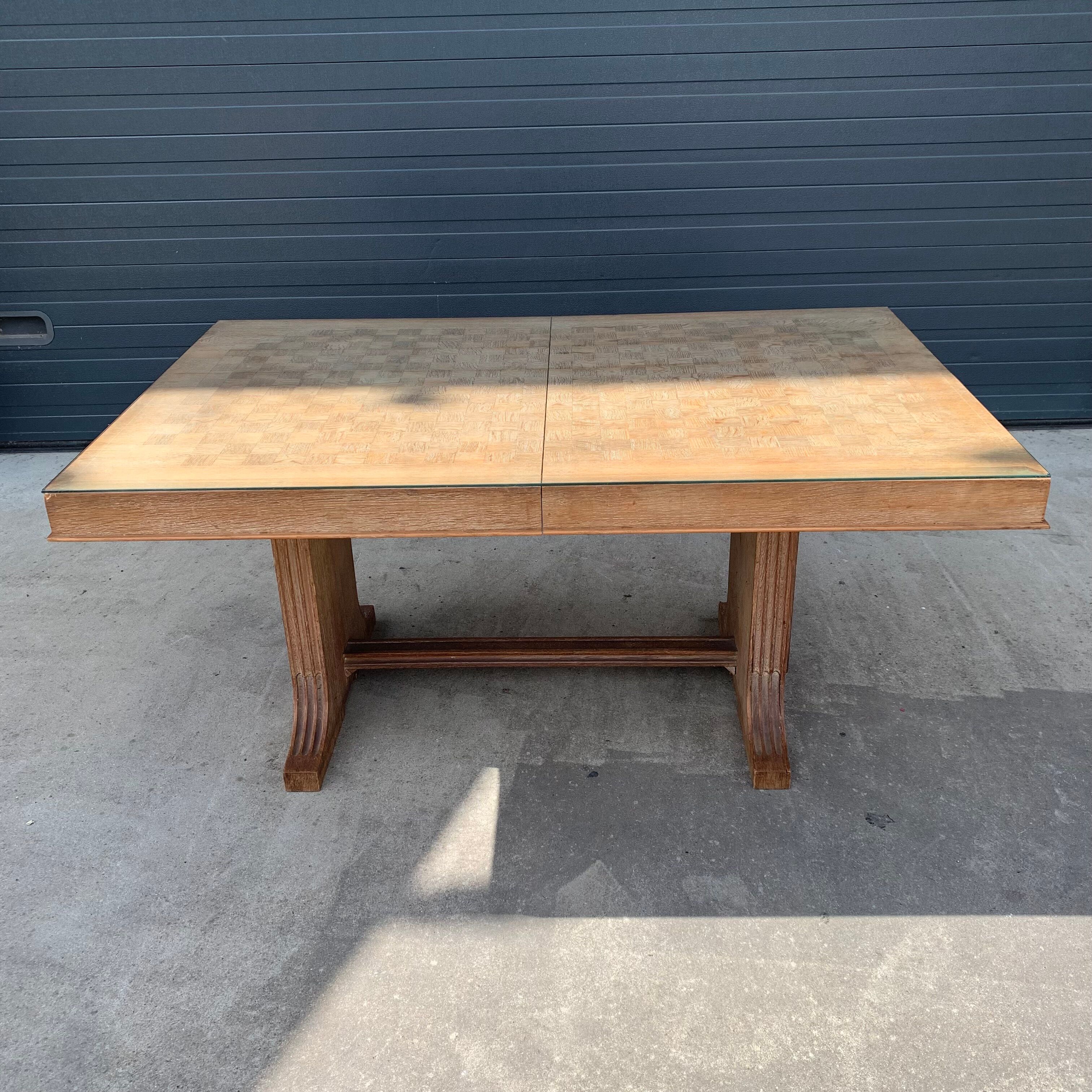 Art Deco dining table in cerused oak circa 1940