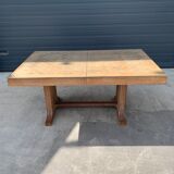 Table à manger art déco en chêne cérusé vers 1940