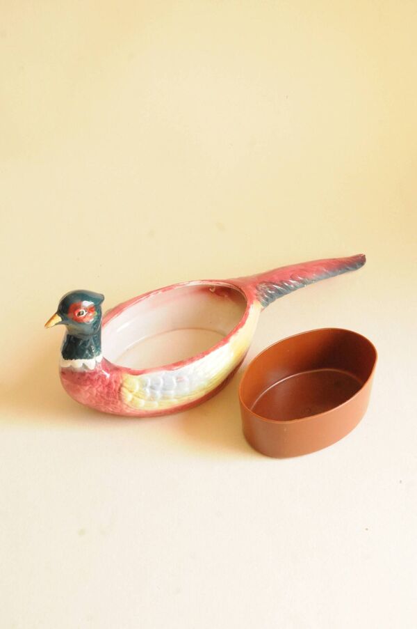 Cache pot - Jardinière Faisan en Faïence — Barbotine Animalière Polychrome