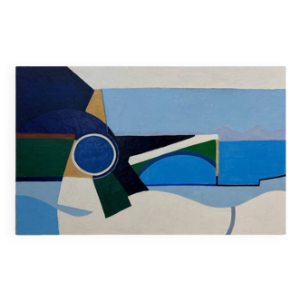 Contemporary painting abstract composition, unsigned, 20th century, oil on canvas, 130x81cm, unframed