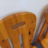 Set of 4 vintage pine chairs from the 70s and 80s